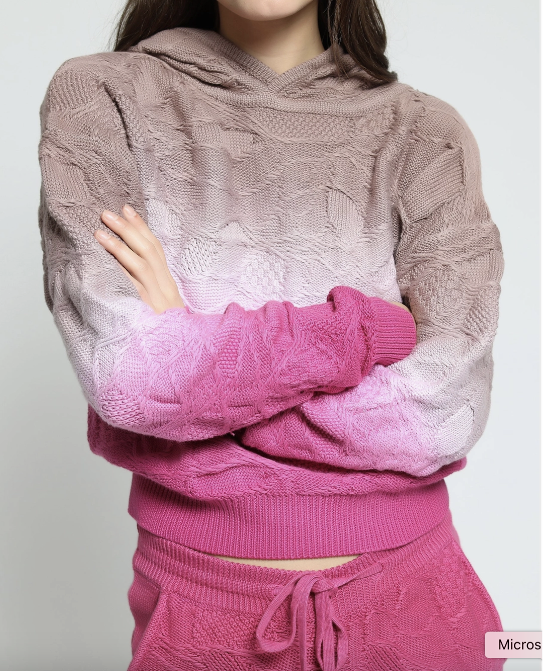 Crossover Netting Sweater Dip Dye Hoodie