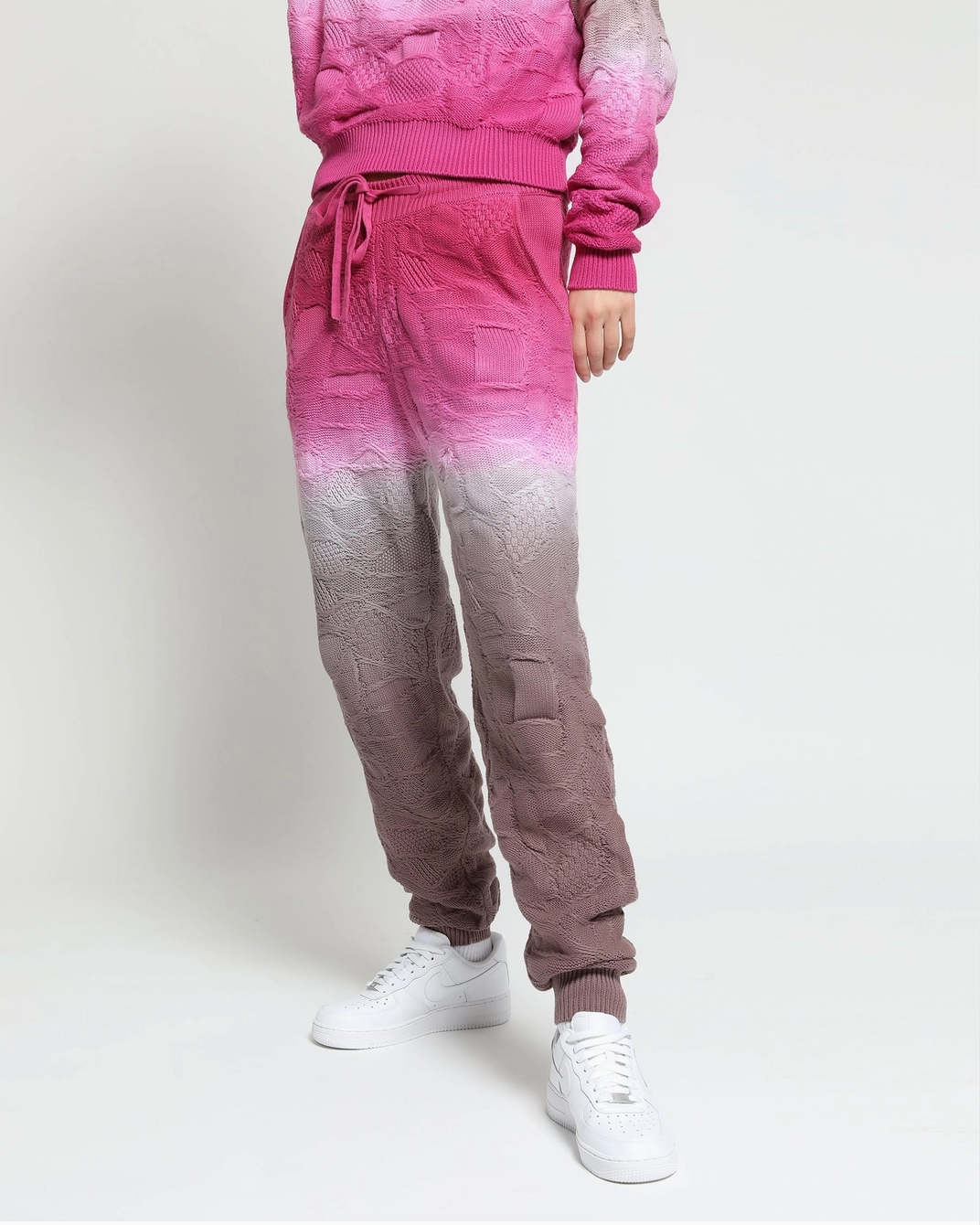 Crossover Netting Sweater Dip Dye Joggers