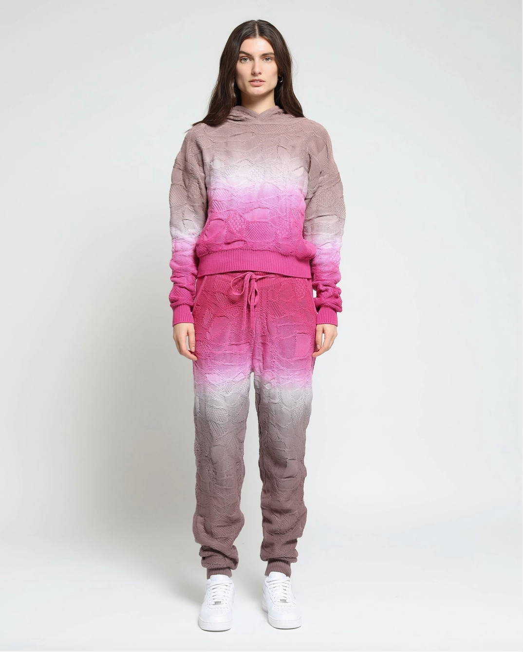 Crossover Netting Sweater Dip Dye Joggers