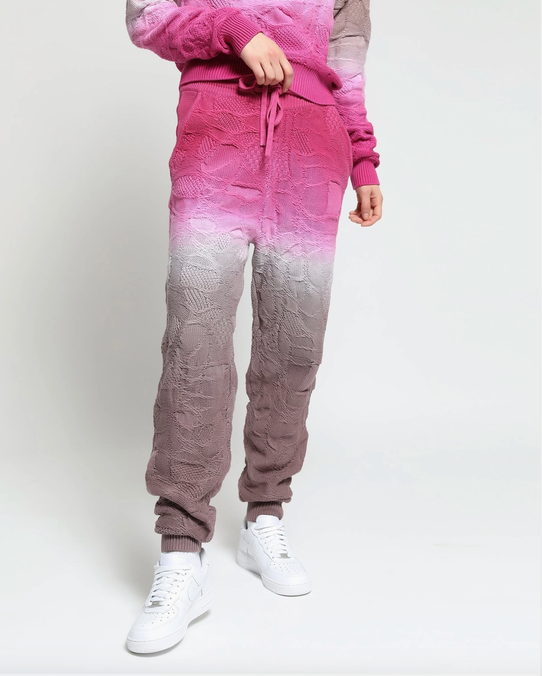 Crossover Netting Sweater Dip Dye Joggers